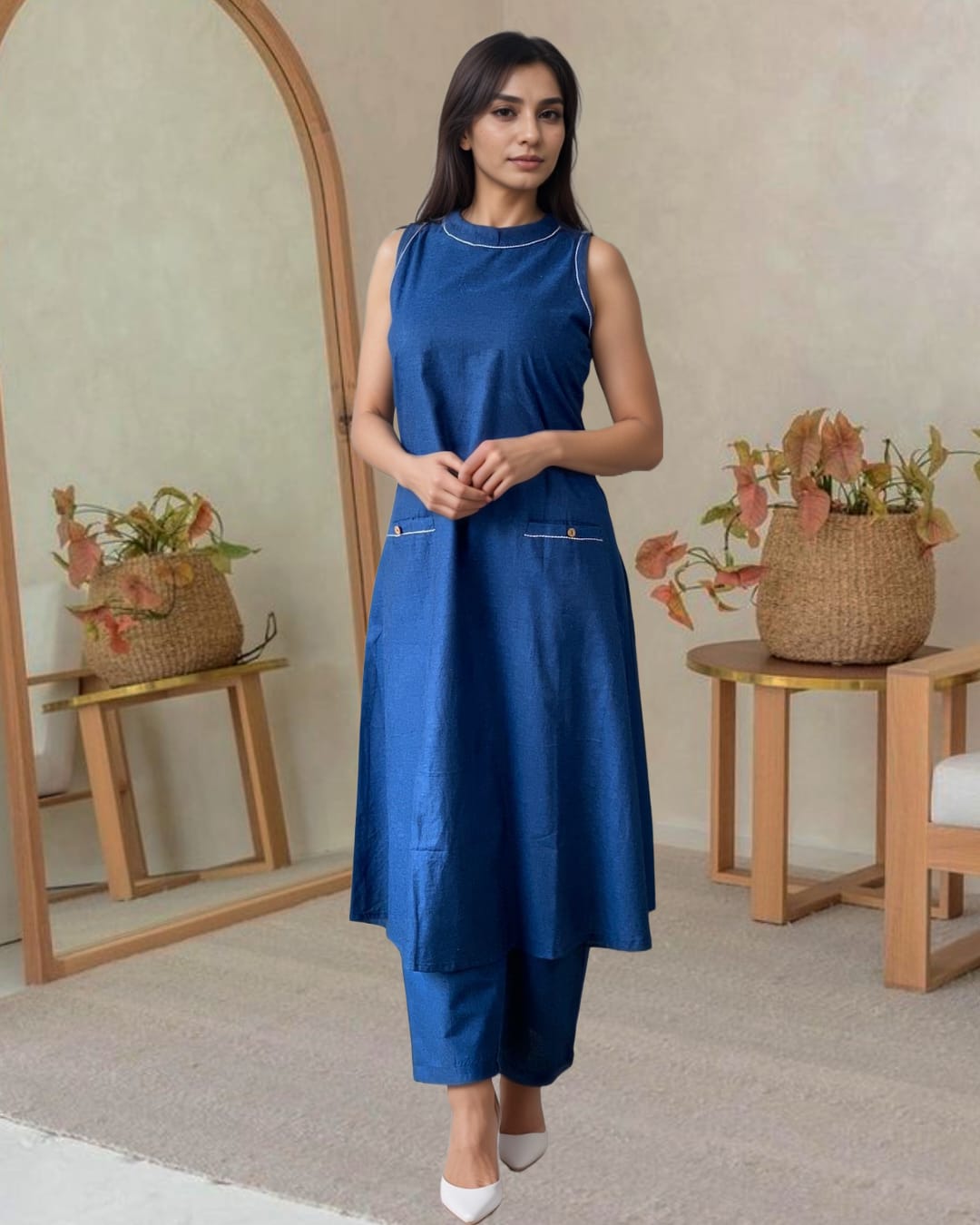Mridula Halter Neck Cotton Co-ord Set for Women