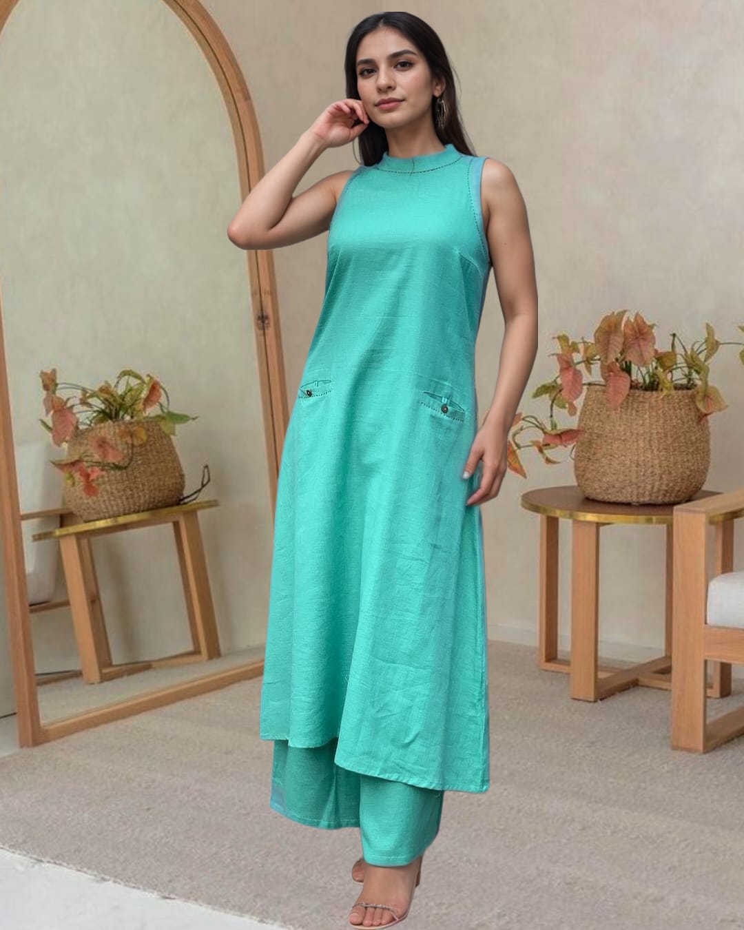 Mridula Halter Neck Cotton Co-ord Set for Women
