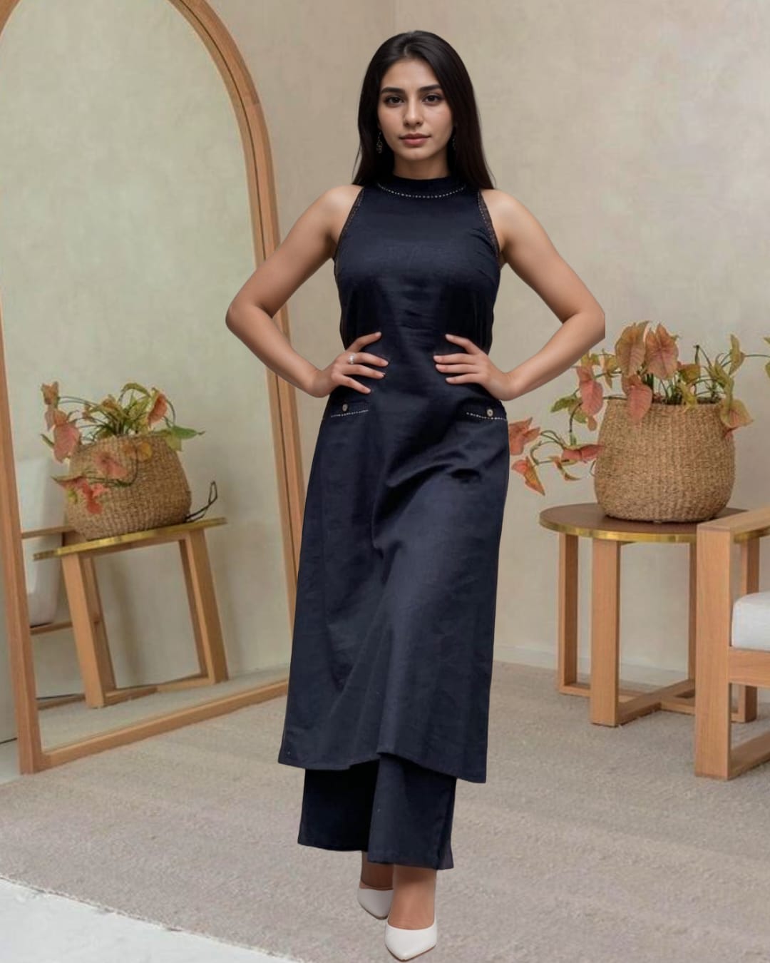 Mridula Halter Neck Cotton Co-ord Set for Women