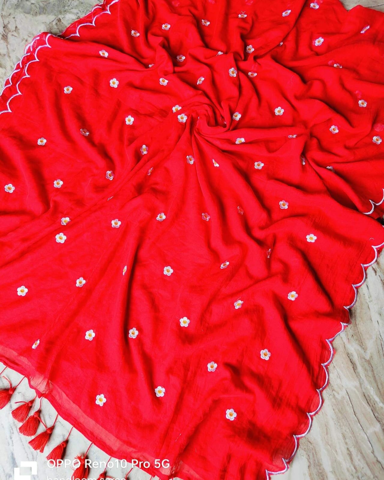 Mridula Mul Cotton Saree with Flower Embroidery – Lightweight & Elegant - Image 7