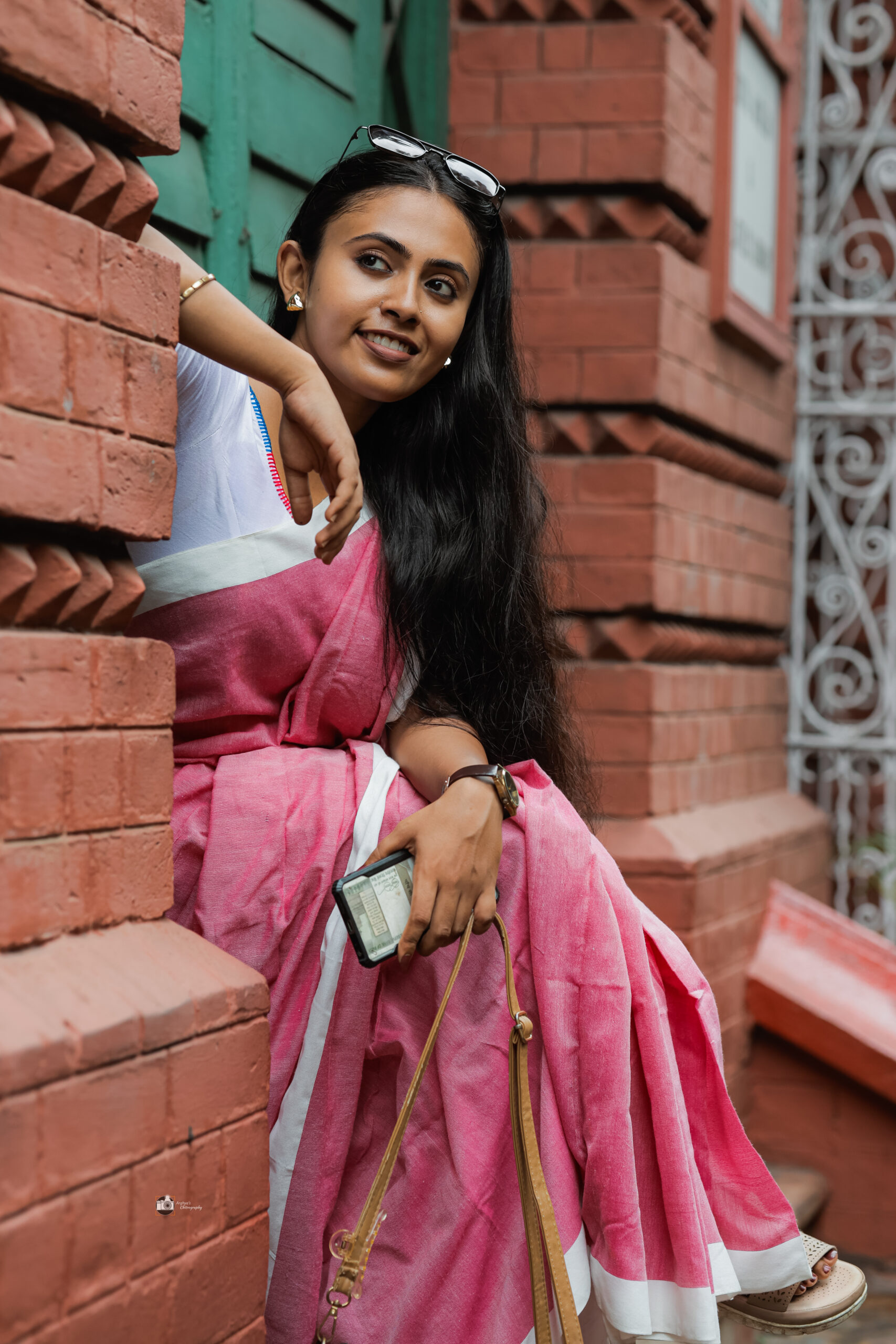 Mridula Pink Soft Khadi Cotton Saree - Image 3