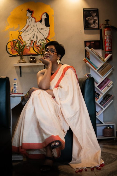 Black Handloom Khadi Cotton with Tassels