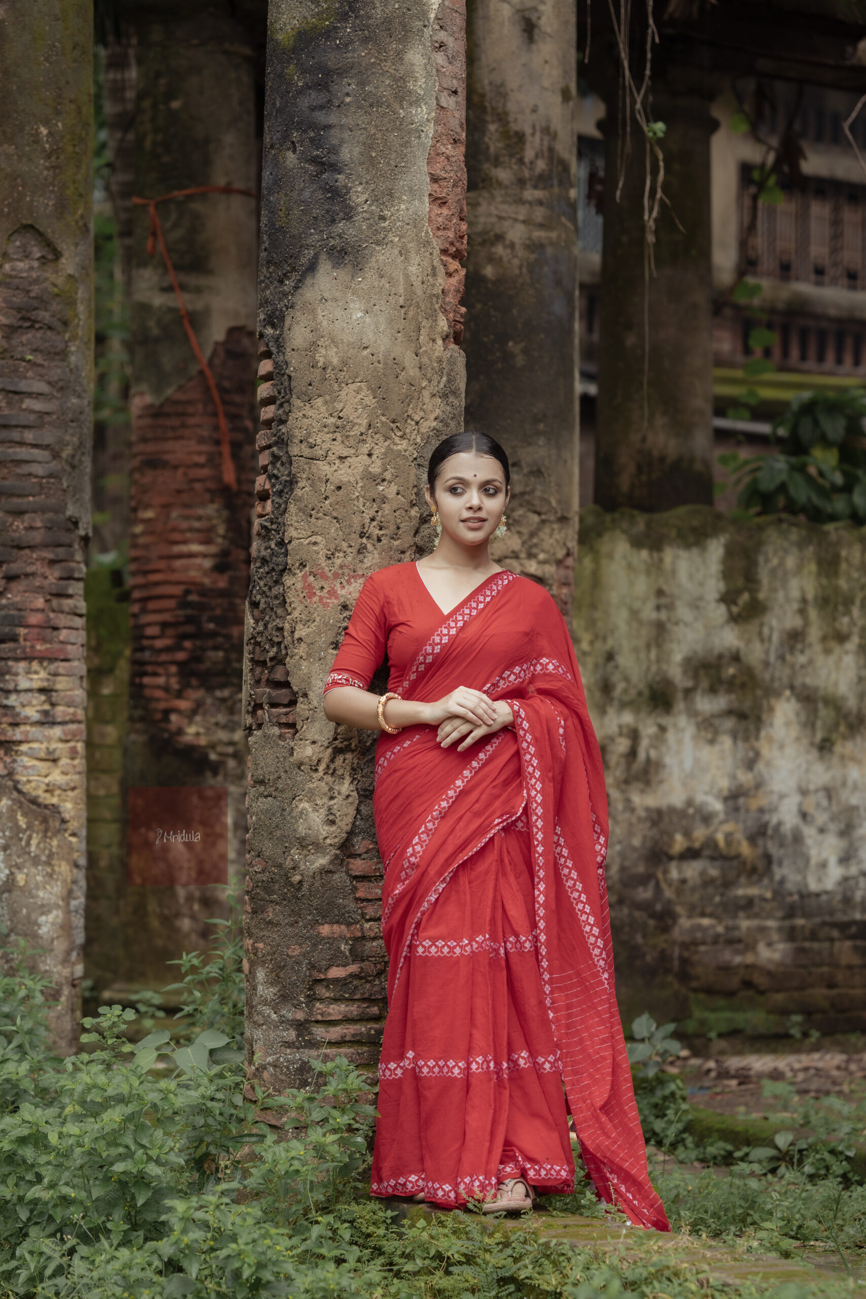 Nandini Mul Cotton Woven Threadwork Saree - Image 6
