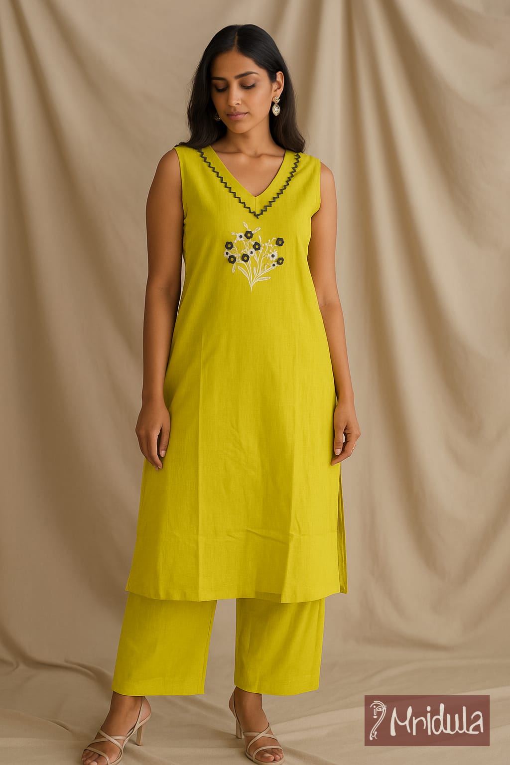 Premium Slub Cotton Embroidered Co-ord Set