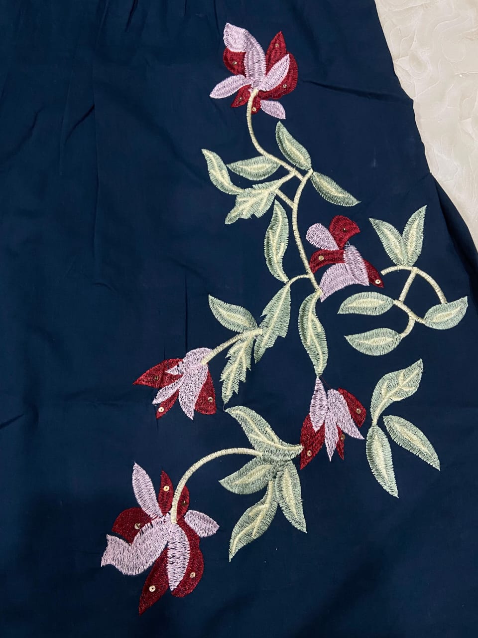 Pleated Cotton Embroidered Kurti Pant Set - Image 3