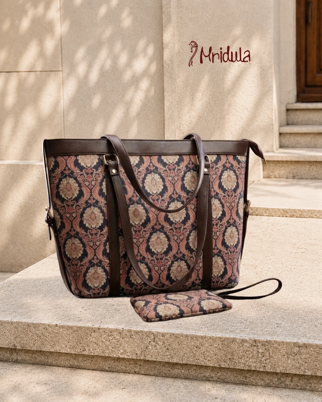 Crafted Motif Laptop Bag by Mridula – front view