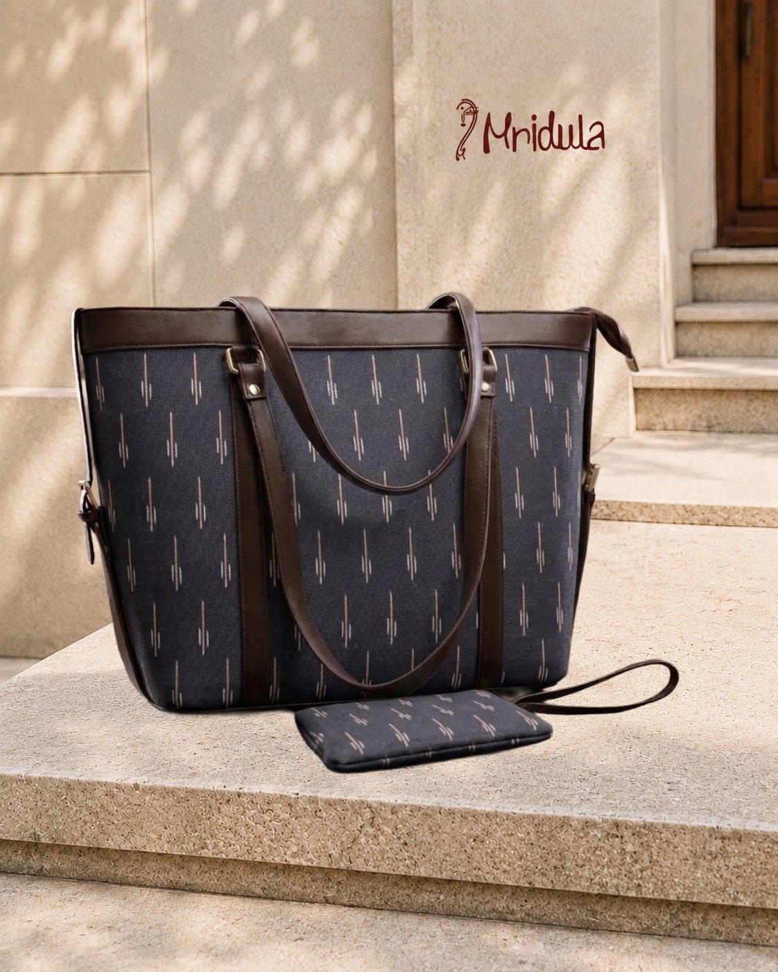 Mridula Loomline Laptop Tote Bag in canvas fabric