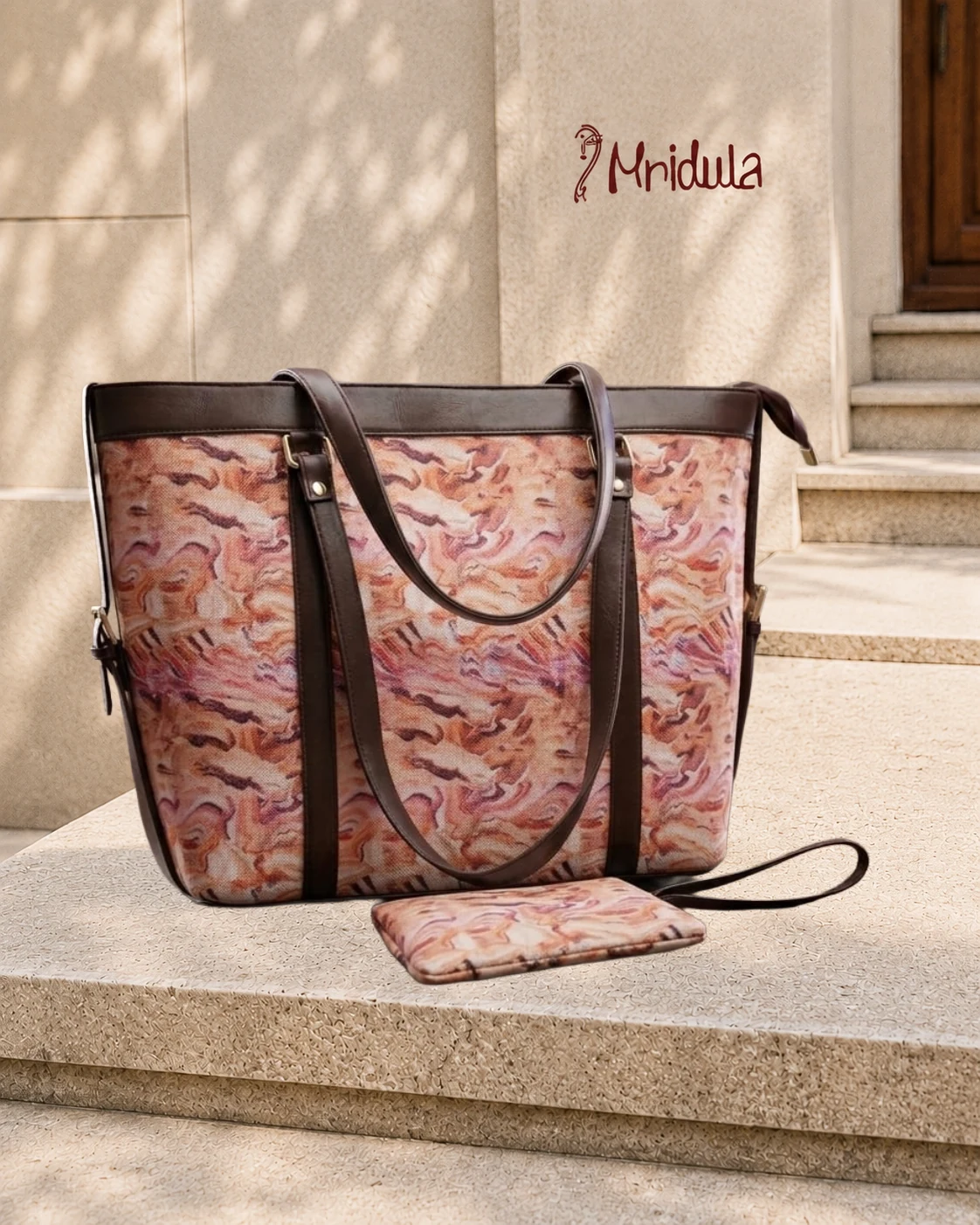 Mridula Vanya Laptop Tote Bag in premium canvas fabric