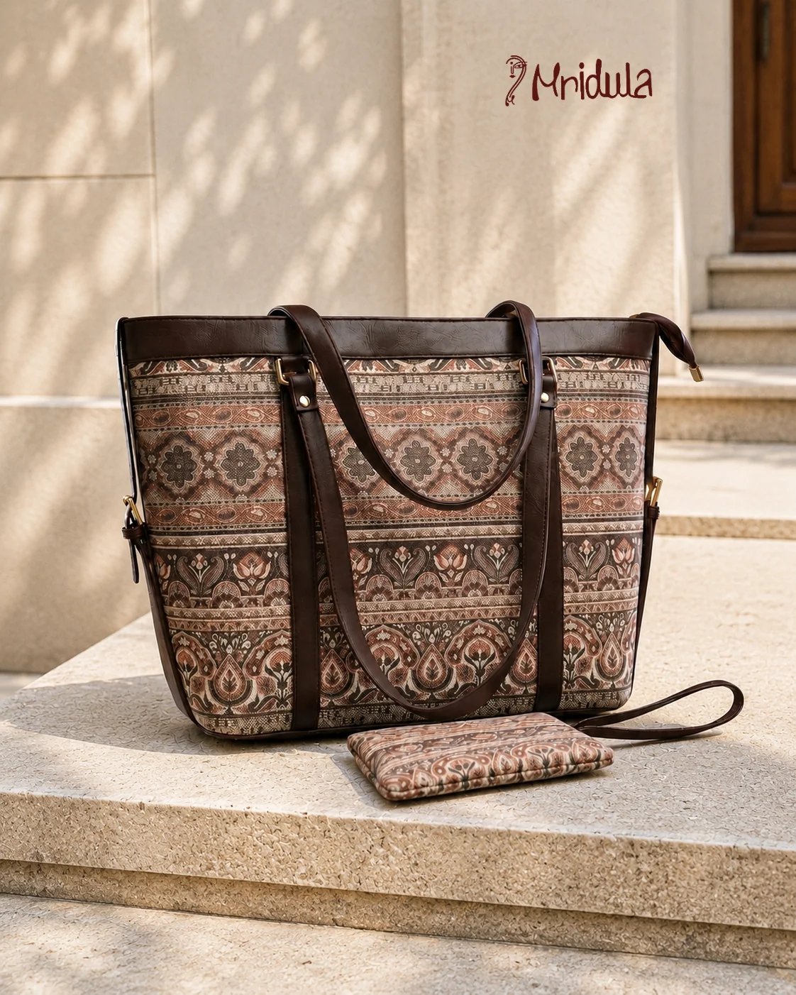 Mridula Tapestry Laptop Tote Bag with matching pouch